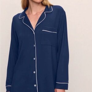 NWT Eberjey Sleepshirt Pajama Shirt Navy Blue Gisele